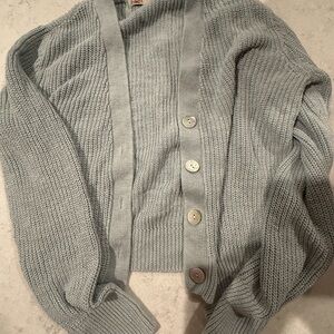 Faherty Light Gray Button-Up Cardigan